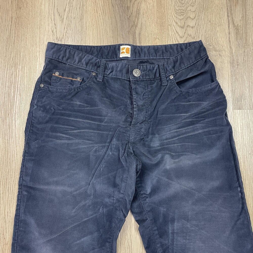 Boss Orange Corduroy Pants Mens 33x34 Navy Blue Orange31 5-Pocket Zip Fly Casual - Picture 2 of 10